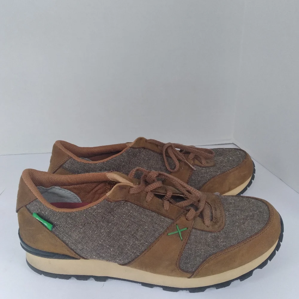 Eco Sneakers Brown‎ Tweed Casual Walking Shoes Comfy Lace Up Size Unknown